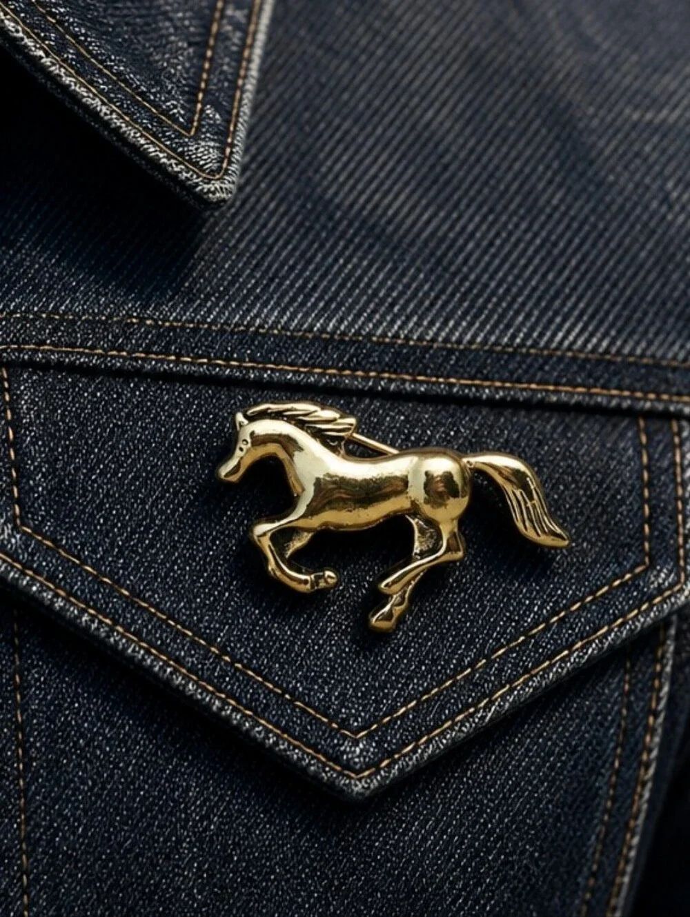 Gold Running Horse Brooch 3D Equestrian Pin Galloping Horse Lapel Hat Bag 1.5"